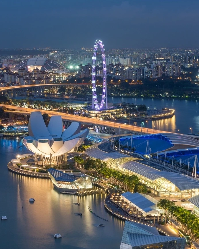 Night view of Singapore skyline.