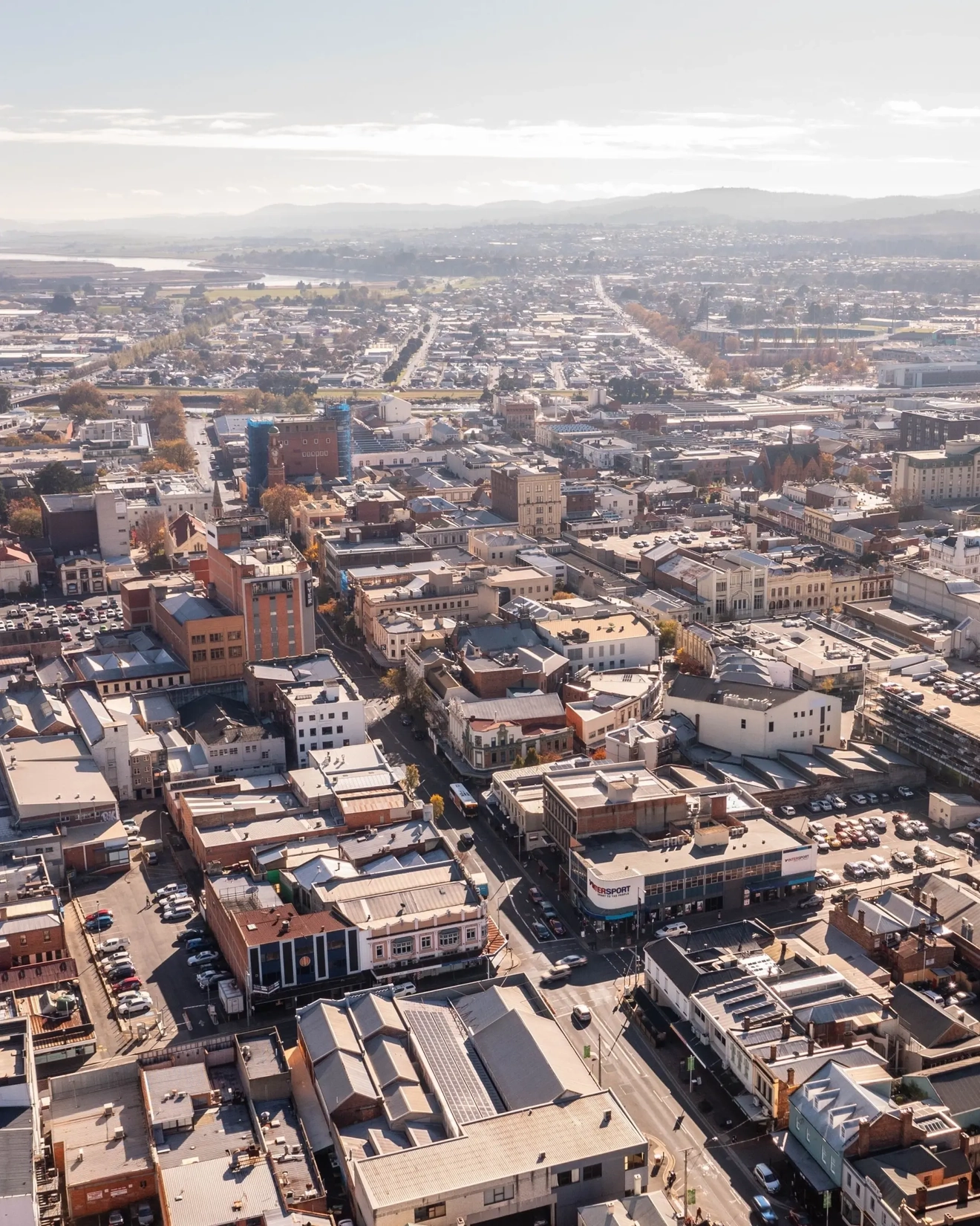 Aerial view of Launceston, Tasmania. Image credit: Tourism Australia