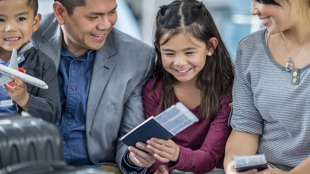 Family with passports