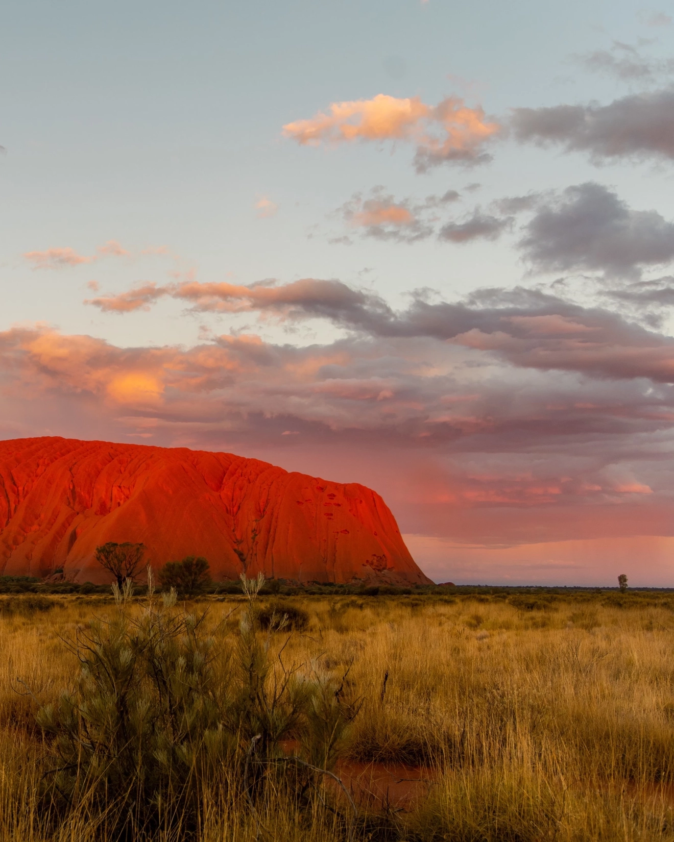 View of Uluru at sunset in Australia’s Northern Territory. Image credit: Tourism NT/Bronte Stephens