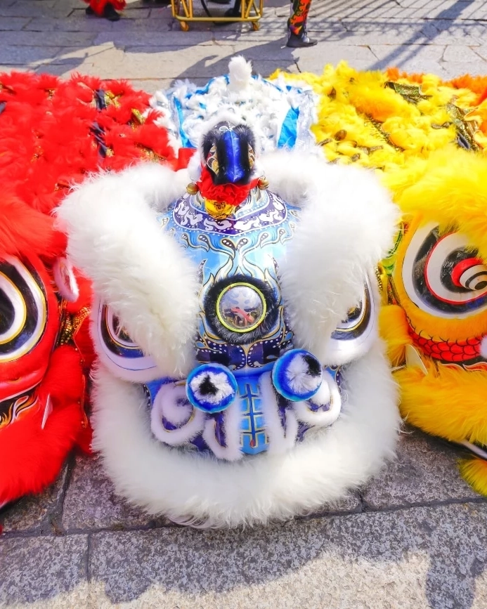 Colourful lion masks used in the Khai Quang Diem Nhan ceremony at Thien Hau temple, Ho Chi Minh city, Vietnam. Image credit: stock.adobe.com