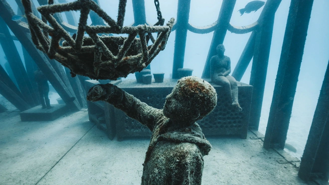 The magical Coral Greenhouse, Museum of Underwater Art (MOUA), Great Barrier Reef. Image credit: Tourism and Events Queensland