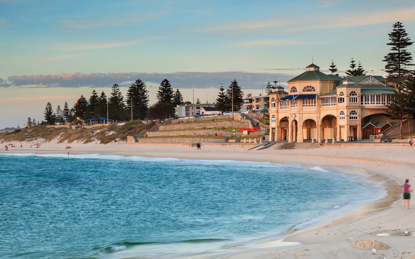 Ornate sandstone beach pavilion at Cottlesloe Beach, Perth.